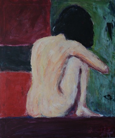 Painting titled "Sitting Nude (Homma…" by Herbert Ruf, Original Artwork, Acrylic