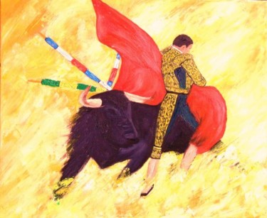 Painting titled "corrida" by Christian Thiefaine, Original Artwork