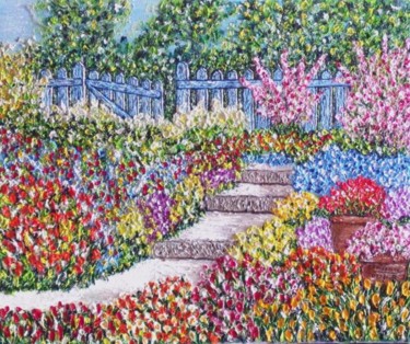 Painting titled "jardin de mon père…" by Christian Thiefaine, Original Artwork, Oil