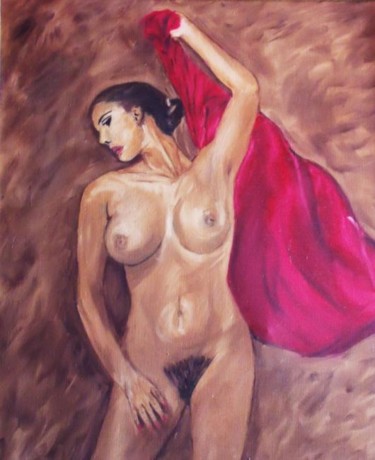 Peinture intitulée "camélia au drappé r…" par Christian Thiefaine, Œuvre d'art originale, Huile