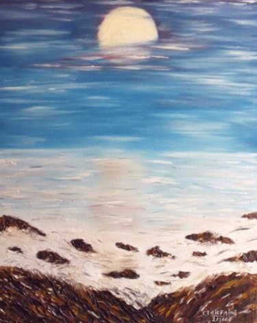 Painting titled "coucher de soleil s…" by Christian Thiefaine, Original Artwork, Oil