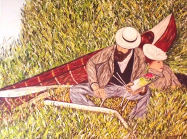 Peinture intitulée "le repos du peintre" par Christian Thiefaine, Œuvre d'art originale, Huile