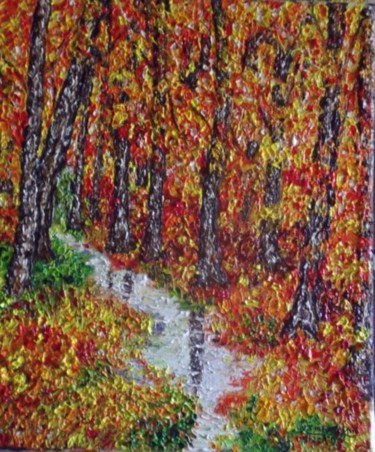 Peinture intitulée "sous bois d'automne" par Christian Thiefaine, Œuvre d'art originale, Huile