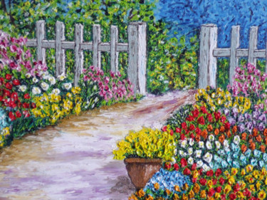 Peinture intitulée "jardin en fleures" par Christian Thiefaine, Œuvre d'art originale