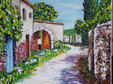 Peinture intitulée "petit village de pr…" par Christian Thiefaine, Œuvre d'art originale