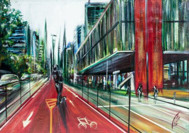Картина под названием "São Paulo city, Bra…" - Hercules Rodriguez, Подлинное произведение искусства, Акрил Установлен на Дер…
