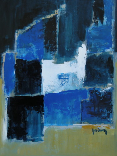 Painting titled "composition-bleue.j…" by Jean François Herisson-Garin, Original Artwork, Acrylic