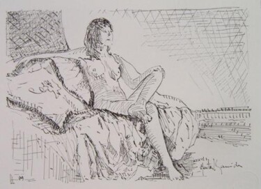 Dessin intitulée "etude de nu" par Heritier-Marrida, Œuvre d'art originale