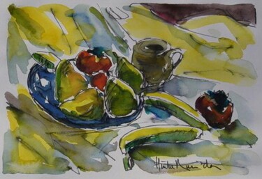 Painting titled "COUPE DE FRUITS" by Heritier-Marrida, Original Artwork, Oil