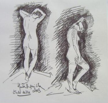 Dessin intitulée "nu" par Heritier-Marrida, Œuvre d'art originale