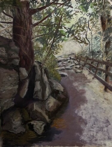 Dessin intitulée "Mountain Trail" par Herman Weinberg, Œuvre d'art originale, Pastel