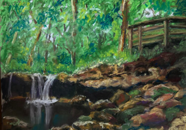 Schilderij getiteld "North Florida Falls" door Herman Weinberg, Origineel Kunstwerk, Acryl