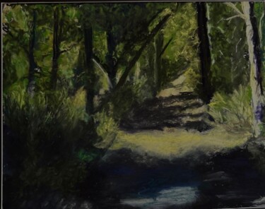 Malerei mit dem Titel "Deep in the Woods" von Herman Weinberg, Original-Kunstwerk, Pastell