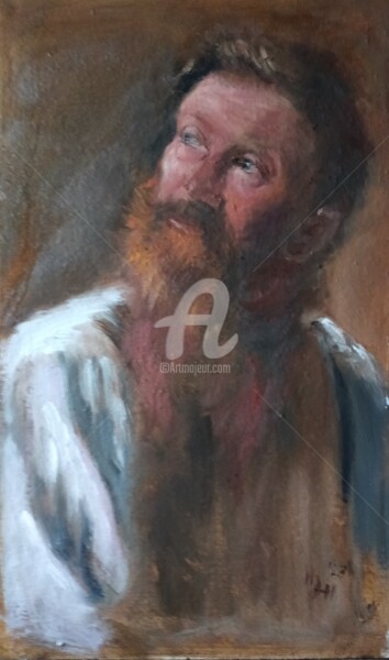 Pintura titulada "Mann mit rotem Bart" por Hermann J. Heiss, Obra de arte original, Oleo