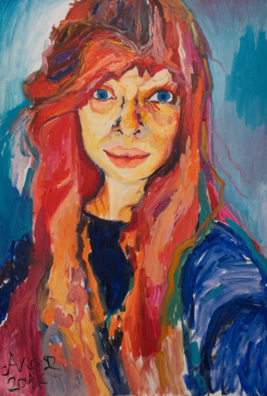 Painting titled "Stefanie" by Ana-Maria Dinescu, Original Artwork, Oil