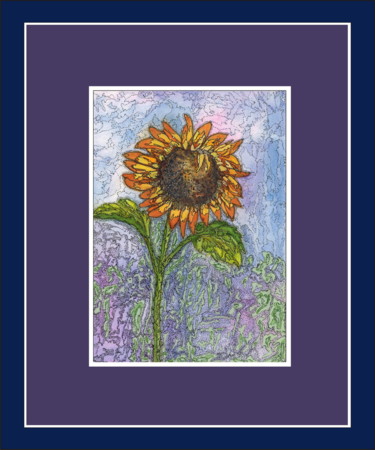 Картина под названием "Цветок Солнца" - Мир, Подлинное произведение искусства, Гуашь