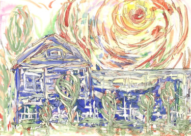 Картина под названием "Дом под Солнцем или…" - Мир, Подлинное произведение искусства, Гуашь
