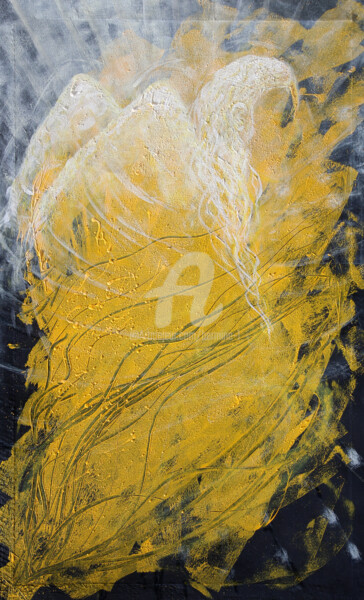 Painting titled "1-2-leis-yellow-ang…" by Beauty Heart Concepts, Original Artwork, Acrylic