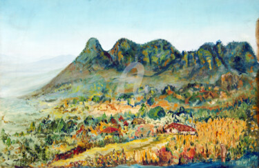 Pintura titulada "Camino a Tepoztlan" por Herminia Vizcarra, Obra de arte original, Oleo