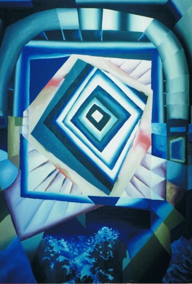 Pintura intitulada "Azul 2" por Herminio Vital, Obras de arte originais, Óleo