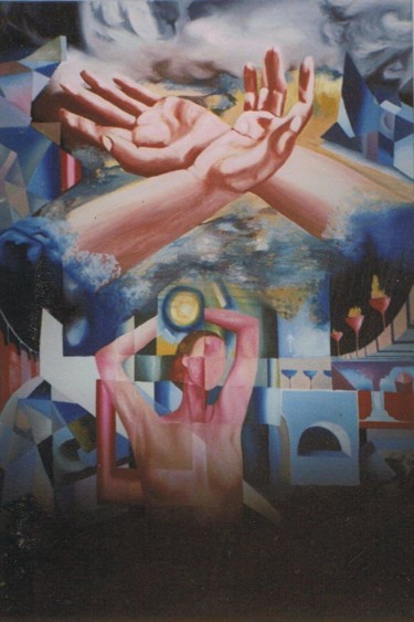 Painting titled "Amnésia das mãos" by Herminio Vital, Original Artwork, Oil