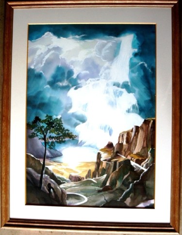 Pintura intitulada "Waterval" por Herna Deleu, Obras de arte originais, Cera