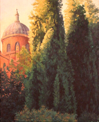 Peinture intitulée "CIPRESES DEL JARDÍN" par Hernández Consuelo, Œuvre d'art originale, Huile