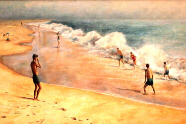 Painting titled "PLAYA DE FIGUEIRA D…" by Hernández Consuelo, Original Artwork, Oil