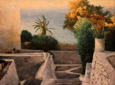 Schilderij getiteld "EL CAFÉ HAFA-TÁNGER" door Hernández Consuelo, Origineel Kunstwerk, Olie