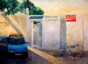 Painting titled "TAXI EN LA ENTRADA…" by Hernández Consuelo, Original Artwork, Oil