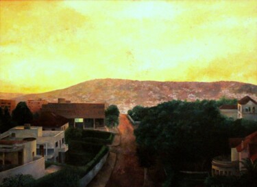 Painting titled "VILLAS DE LA MONTAÑA" by Hernández Consuelo, Original Artwork, Oil