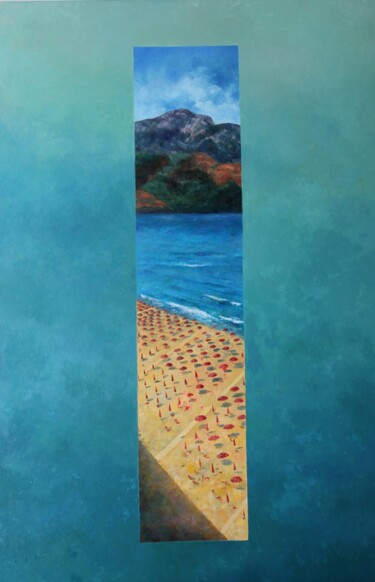 Painting titled "VENTANA AL MAR VI" by Hernández Consuelo, Original Artwork, Oil