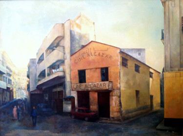 Painting titled "EL CINE ALCÁZAR" by Hernández Consuelo, Original Artwork, Oil