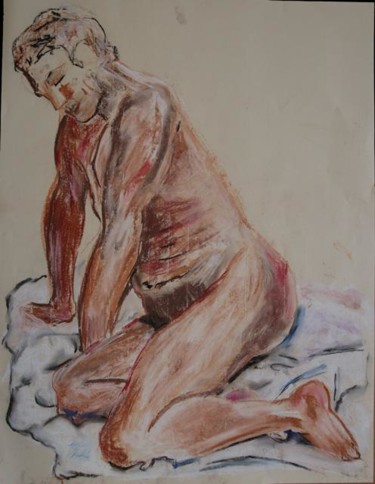 Peinture intitulée "nu assis" par Martine Hernandez, Œuvre d'art originale, Huile