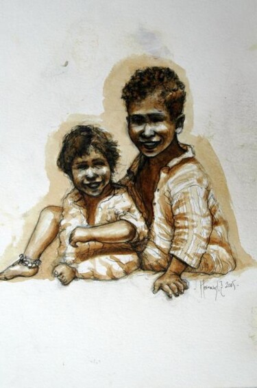 Pintura titulada "niños tunezinos" por Hernandiz, Obra de arte original