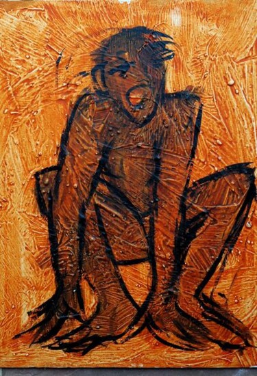 Schilderij getiteld "animal humano" door Hernandiz, Origineel Kunstwerk