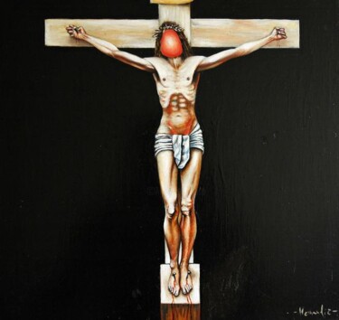 Pintura titulada "jesucristo magritte" por Hernandiz, Obra de arte original