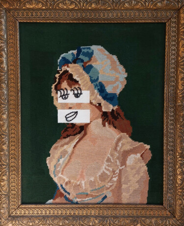 Картина под названием "Jeune Femme Détourn…" - Herrero, Подлинное произведение искусства, Акрил Установлен на Деревянная рам…