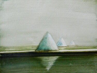 Painting titled "Les pyramides 2" by Eric Herrmann, Original Artwork, Oil Mounted on Wood Stretcher frame