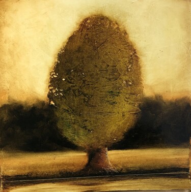 Painting titled "L'arbre cocon N°14" by Eric Herrmann, Original Artwork, Oil Mounted on Wood Stretcher frame