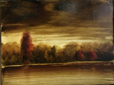 Painting titled "Woluwe Park" by Eric Herrmann, Original Artwork, Oil Mounted on Wood Stretcher frame