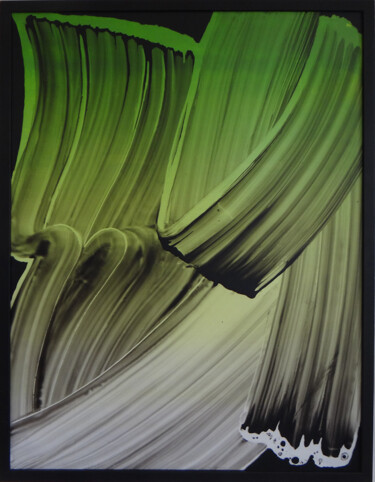 Peinture intitulée ""Vert"" par Herve Bauve, Œuvre d'art originale, Acrylique Monté sur Plexiglas