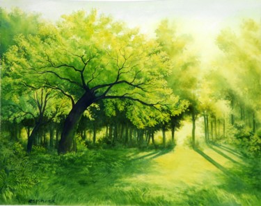Painting titled "Arbre de Chateauneuf" by Hervé Espinosa, Original Artwork