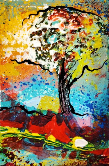 Painting titled "Etude sur les arbre…" by Hervé Fayolle, Original Artwork, Acrylic