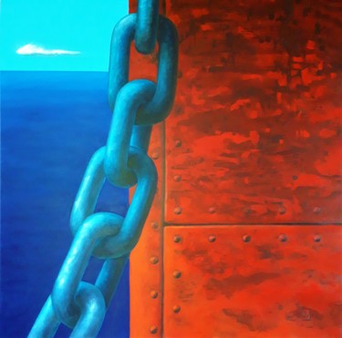 Painting titled "" Amarré "" by Herve Fleury (RV), Original Artwork, Acrylic