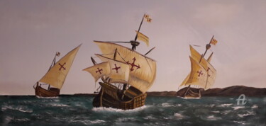 Painting titled "L'armada de Christo…" by Hervé François Aury (Harris Aurigan (alias)), Original Artwork, Oil