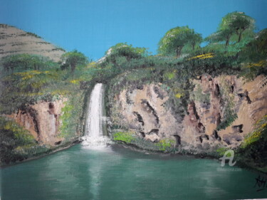 Peinture intitulée "Cascade sur le Tarn…" par Hervé François Aury (Harris Aurigan (alias)), Œuvre d'art originale, Huile