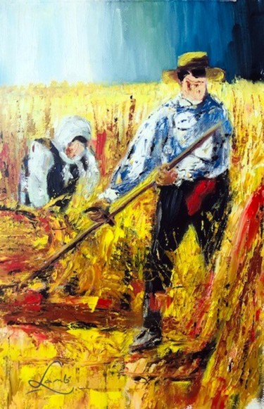 Painting titled "La moisson" by Hervé Lamb', Original Artwork, Acrylic
