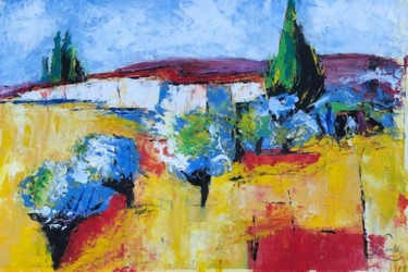 Painting titled "Provence" by Hervé Lamb', Original Artwork, Oil Mounted on Wood Stretcher frame