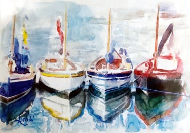 Peinture intitulée "Reflets marin" par Hervé Lamb', Œuvre d'art originale, Aquarelle